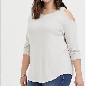Torrid Super Soft Plush Oatmeal Cold Shoulder Top